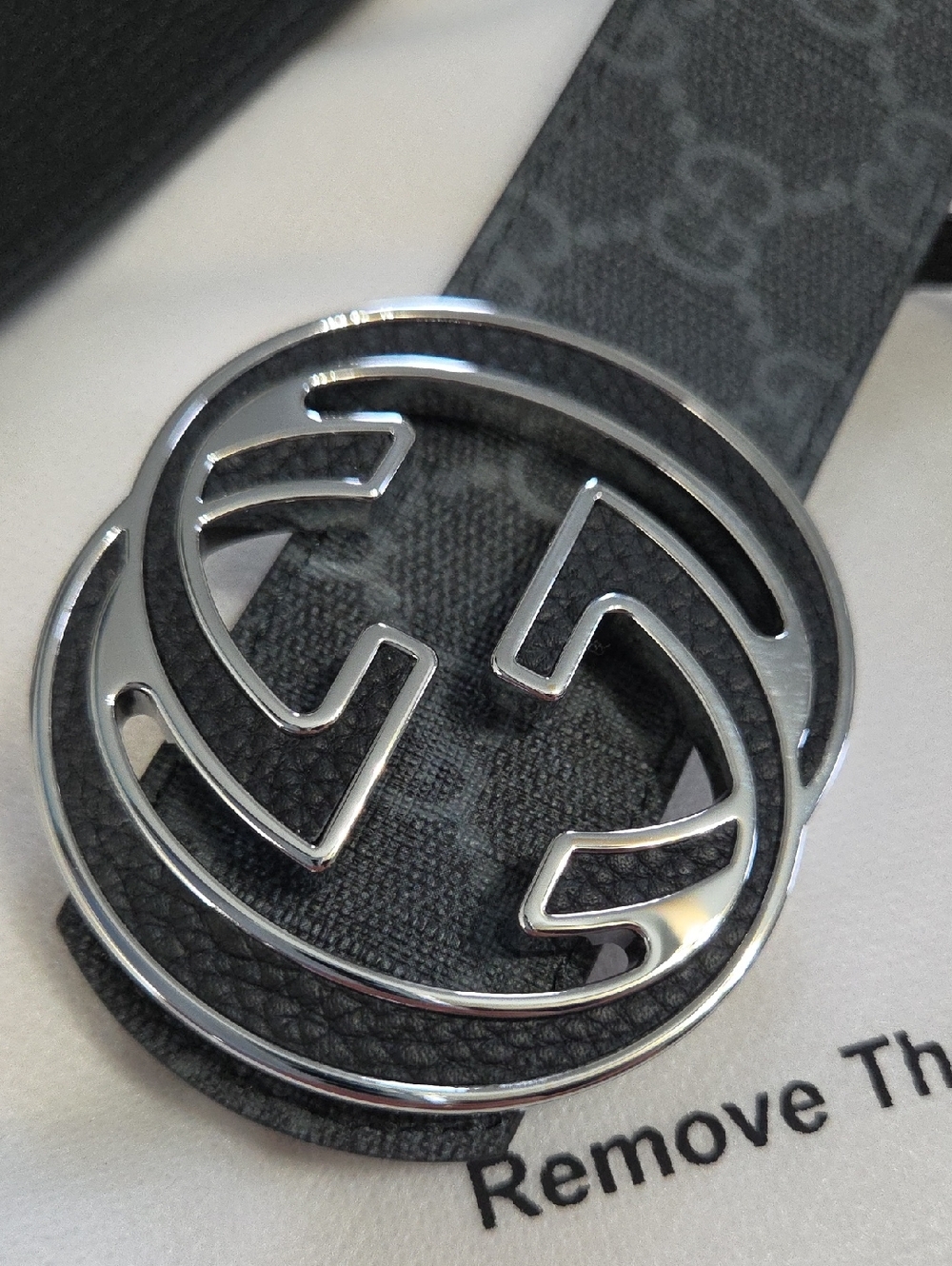 Gucci Reversible Black Leather Monogram Belt GG 95cm - Picture 9 of 16